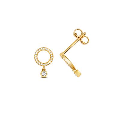 Chice 9 Karat (375) Gold Diamant Paar Ohrringe Brillant-Schliff 0.11 Karat H - I1