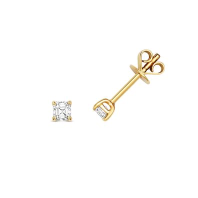 18 Karat (750) Gold Damen - Diamant Paar Ohrstecker Asscher-Schliff 0.31 Karat