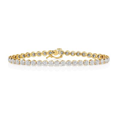 9 Karat (375) Gold Damen - Diamant Tennis Armband Brillant-Schliff 1.00 Karat - 18cm