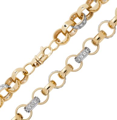 Atemberaubendes 9 ct/ Karat Gelb Gold Damen - Armband mit Zirkonia - 20.3cm, 44 Gramm