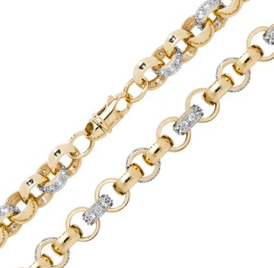 Atemberaubendes 9 ct/ Karat Gelb Gold Damen - Armband mit Zirkonia - 20.3cm, 42 Gramm