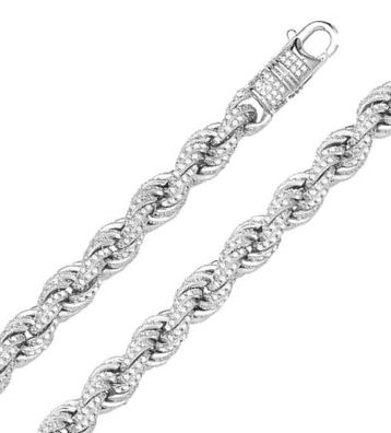 Atemberaubendes 925 Sterling Silber Seil Armband mit Zirkonia - 20.3cm, 28 Gramm