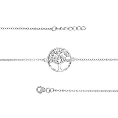 Chices 925 Sterling Silber Damen - Lebensbaum Armband mit Zirkonia - 19.1cm