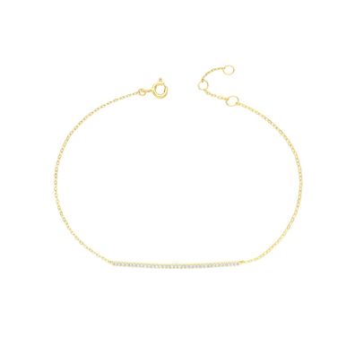 Elegantes 9 ct/ Karat Gelb Gold Damen - Armband mit Zirkonia - 18.4cm