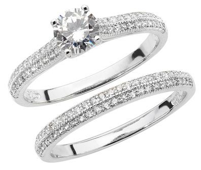 Elegantes 925 Sterling Silber Damen - Ringe (Bridal Set) mit Zirkonia