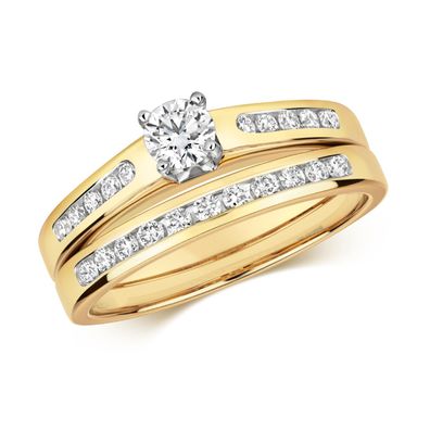 9 Karat (375) Gold Diamant Ringe (Bridal Set) Brillant-Schliff 0.50 Karat H - I1 I2