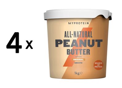 4 x Myprotein Natural Peanut Butter (1000g) Smooth
