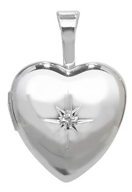 Klassisches 925 Sterling Silber Herz Damen - Diamant Medaillon