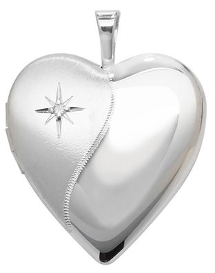 Schönes 925 Sterling Silber Herz Damen - Diamant Medaillon