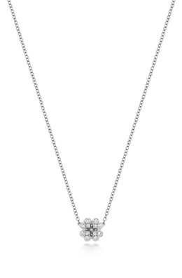18 Karat (750) Weißgold Blume Diamant Halskette Brillant-Schliff 0.17 Karat G - VS