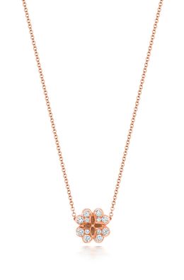 18 Karat (750) Rotgold Blume Diamant Halskette Brillant-Schliff 0.51 Karat G - VS
