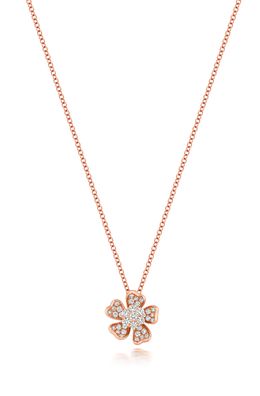 18 Karat (750) Rotgold Blume Diamant Halskette Brillant-Schliff 0.40 Karat G - VS