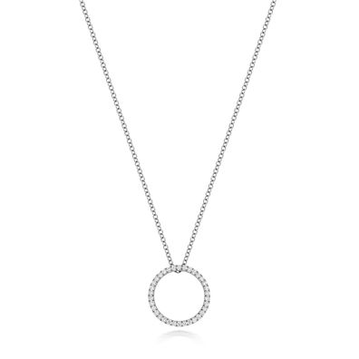 18 Karat (750) Weißgold Damen - Diamant Halskette Brillant-Schliff 0.27 Karat G - VS