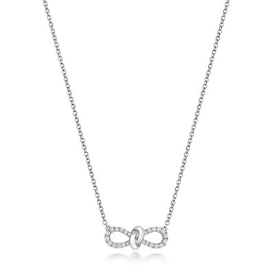 Schöne 18 Karat (750) Weißgold Diamant Halskette Brillant-Schliff 0.19 Karat G - VS