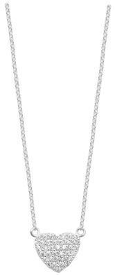Schöne 925 Sterling Silber Herz Damen - Halskette mit Zirkonia - 0.1cm