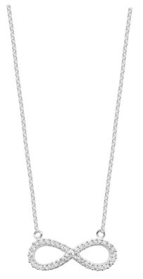Schöne 925 Sterling Silber Damen - Halskette mit Zirkonia - 43.2cm