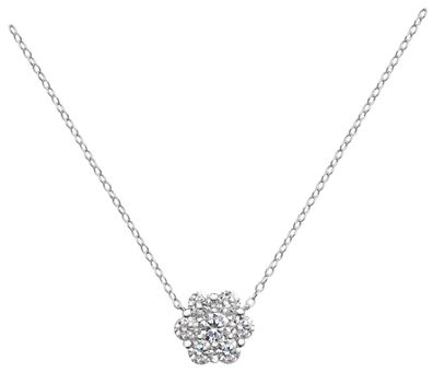 Elegante 925 Sterling Silber Blume Damen - Halskette mit Zirkonia - 0.1cm