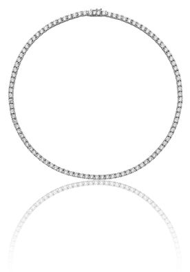 925 Sterling Silber Damen - Halskette mit Zirkonia - 0.1cm, 34 Gramm