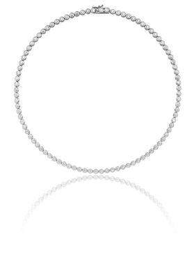 925 Sterling Silber Damen - Halskette mit Zirkonia - 0.1cm, 17 Gramm