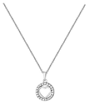 Exklusive 925 Sterling Silber Herz Damen - Halskette mit Zirkonia - 45.7cm