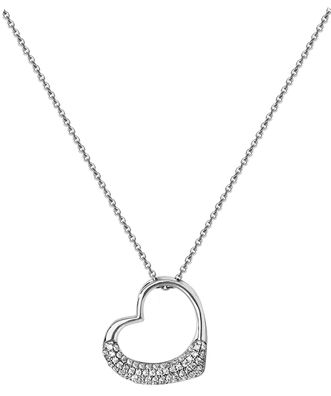 Wunderschöne 925 Sterling Silber Herz Damen - Halskette mit Zirkonia - 45.7cm