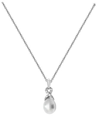 Elegante 925 Sterling Silber Halskette mit Zirkonia, Süßwasser-Zuchtperle - 45.7cm