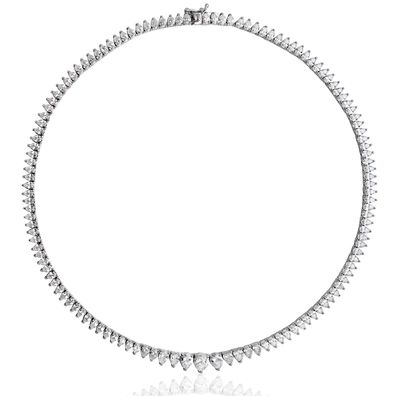 Stylische 925 Sterling Silber Damen - Halskette mit Zirkonia - 0.1cm, 37 Gramm