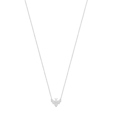 Süße 925 Sterling Silber Damen - Halskette mit Zirkonia - 45.7cm
