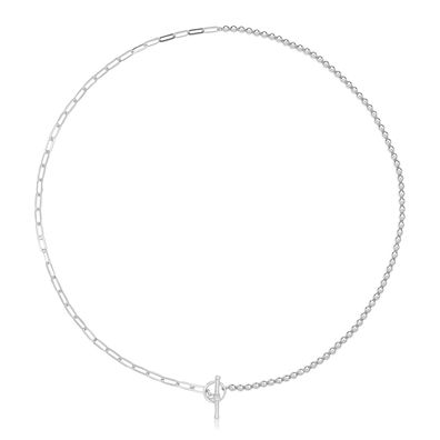 Stylische 925 Sterling Silber Paperclip Damen - Halskette - 45.7cm, 9 Gramm