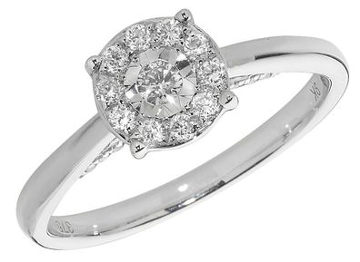 9 ct/ Karat Weißgold Damen - Diamant Ring Brillant-Schliff 0.31 Karat HI - I1