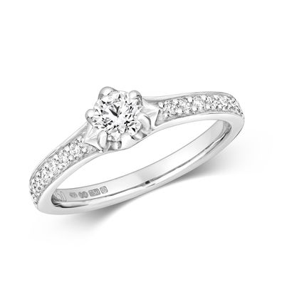 18 ct/ Karat Weißgold Damen - Diamant Ring Brillant-Schliff 0.55 Karat GH - SI2
