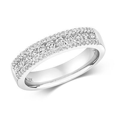 18 ct/ Karat Weißgold Halb Eternity Diamant Ring Brillant-Schliff 0.55 Karat HI - SI