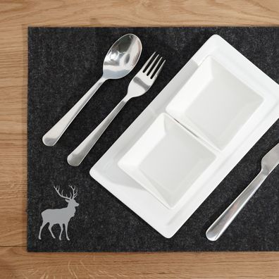 Tischset mit Hirsch | Platzset aus Filz | Platzdeckchen mit Hirschdruck | Platzmatte
