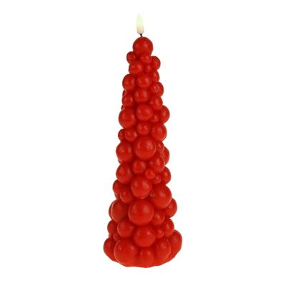 LED Bubble Tree Kerze Rot 3D Batterie Timer Echtwachs Weihnachten Advents Kerzen