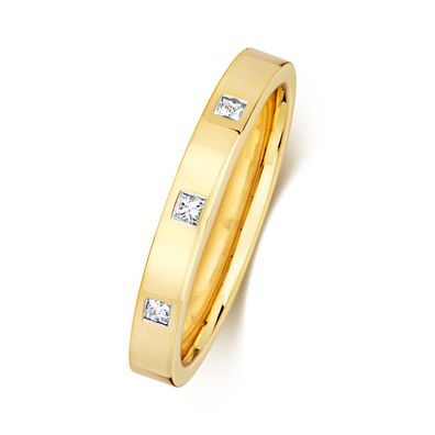 9 ct/ Karat Weißgold/ Gelb Gold Trilogie Diamant Trauring/ Ehering/ Hochzeitsring