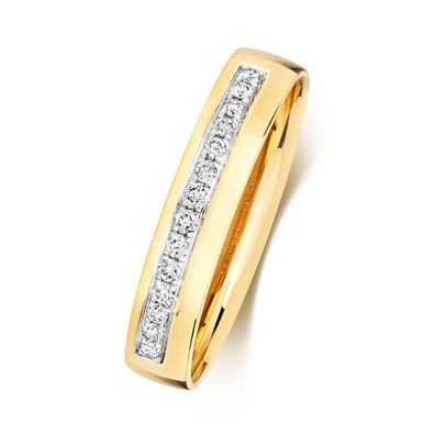 9 ct/ Karat Weißgold/ Gelb Gold Damen - Diamant Trauring/ Ehering/ Hochzeitsring