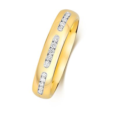 9 ct/ Karat Weißgold/ Gelb Gold Kanalfassung Diamant Trauring/ Ehering/ Hochzeitsring