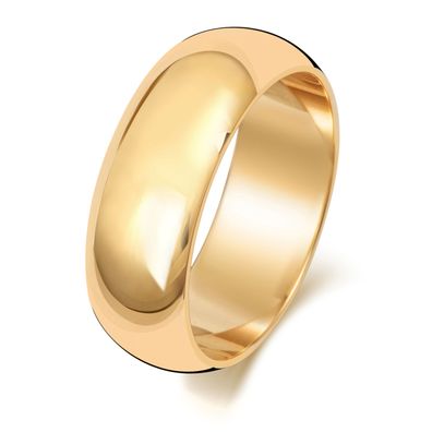 9 Karat (375) Gold 7mm D-Form Herren/ Damen - Trauring/ Ehering/ Hochzeitsring