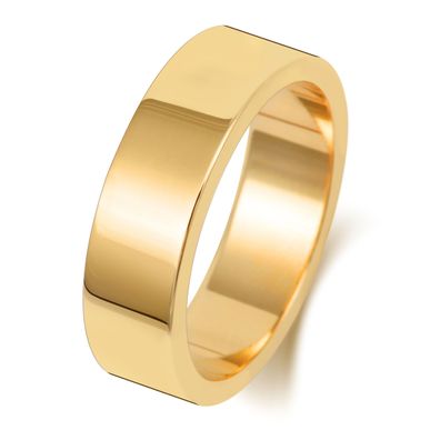 18 Karat (750) Gold 6mm Flach Form Herren/ Damen - Trauring/ Ehering/ Hochzeitsring