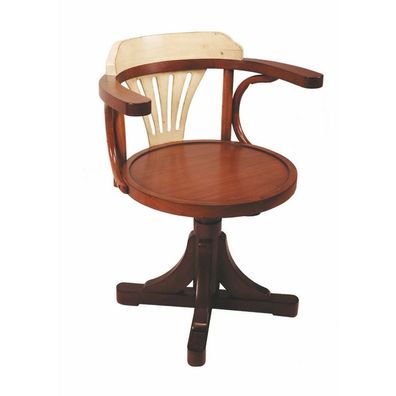 Schreibtisch Stuhl, Bugholz Drehstuhl, antiker Kontor Stuhl mit heller Lehne