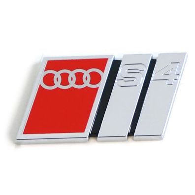 Original Audi S4 Schriftzug Heckklappe Logo Emblem Plakette silber/ rot 8D5853737G2ZZ