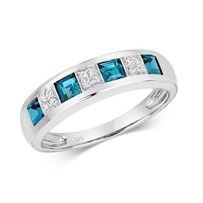 9 ct/ Karat Weißgold Diamant Ring Brillant-Schliff 0.06 Karat mit London - Blautopas