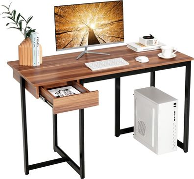 Schreibtisch mit Schublade, 120 x 55 x 75 cm, Computertisch klein, Officetisch