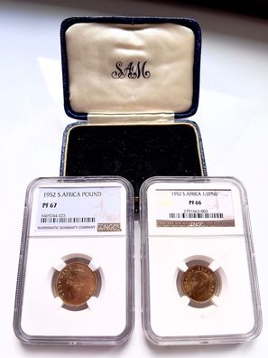 Südafrika - 1952 - Pound Twin Proof Set - 1 Pound und 1/2 Pound - King George VI - in
