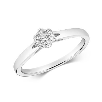9 ct/ Karat Weißgold Cluster Damen - Diamant Ring Brillant-Schliff 0.15 Karat H - I1