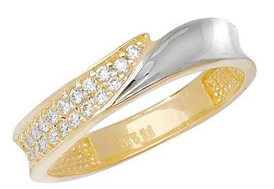 9 ct/ Karat Weißgold/ Gelb Gold Damen - Ring mit Zirkonia
