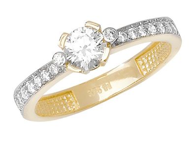 9 ct/ Karat Gelb Gold Damen - Ring mit Zirkonia