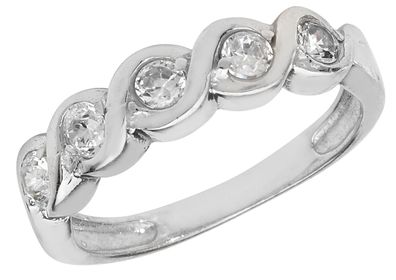 Atemberaubender 925 Sterling Silber 5 Steine Damen - Ring mit Zirkonia