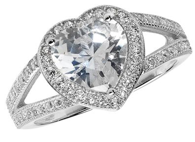 Eleganter 925 Sterling Silber Herz Damen - Ring mit Zirkonia
