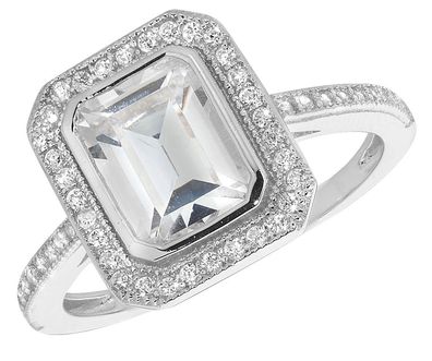 Eleganter 925 Sterling Silber Solitär Verlobung Damen - Ring mit Zirkonia